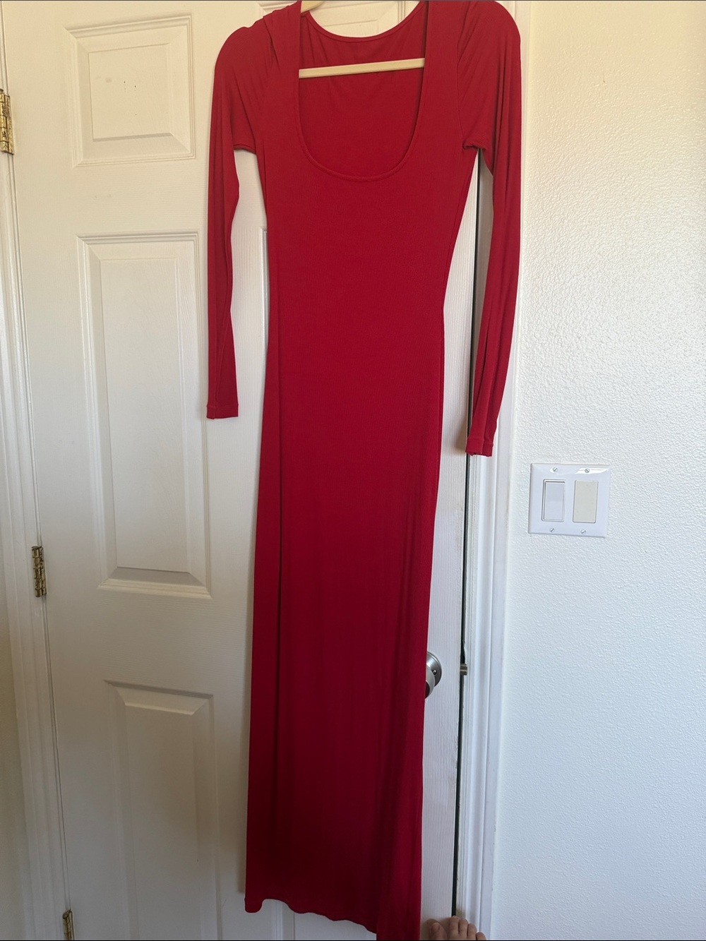 Maternity Long Sleeve Red Maxi Dress